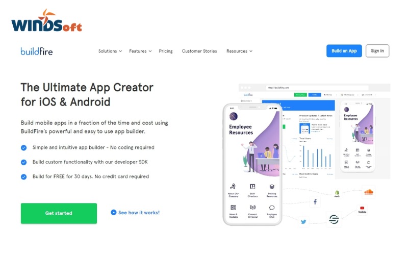 Buildfire.js - Phần mềm thiết kế app miễn phí