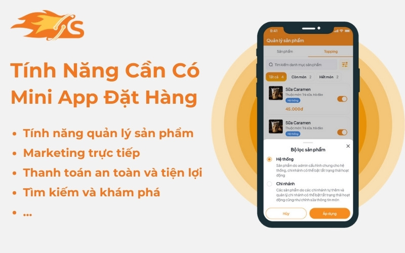 Các tính năng cần có của MiniApp đặt hàng